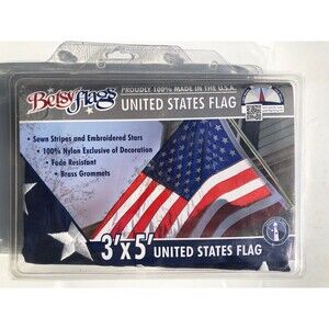 Betsy Flags United States Flag, 3'x5' ,Brass Grommets,  Nylon Sewn Embroidered